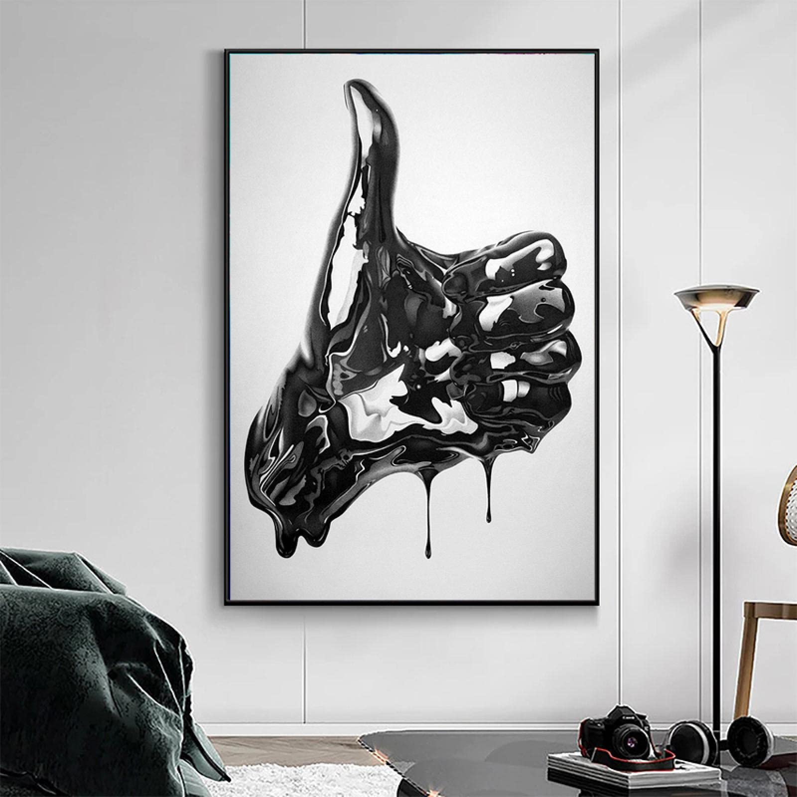 Nowoczesne czarne palec obrazy na płótnie abstrakcyjny plakat i nadruki nadruk sztuka ścienna obraz salon dekoracja ścienna Cuadros 60 x 90 cm x 3 bez ramy