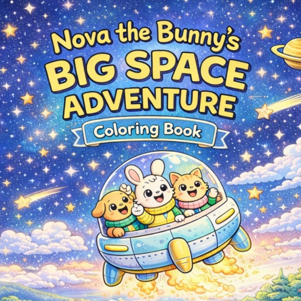 Nova the Bunny's Big Space Adventure: A Cozy Outer Space Coloring Trip with Cute Animal Astronauts, Planets, and Stars