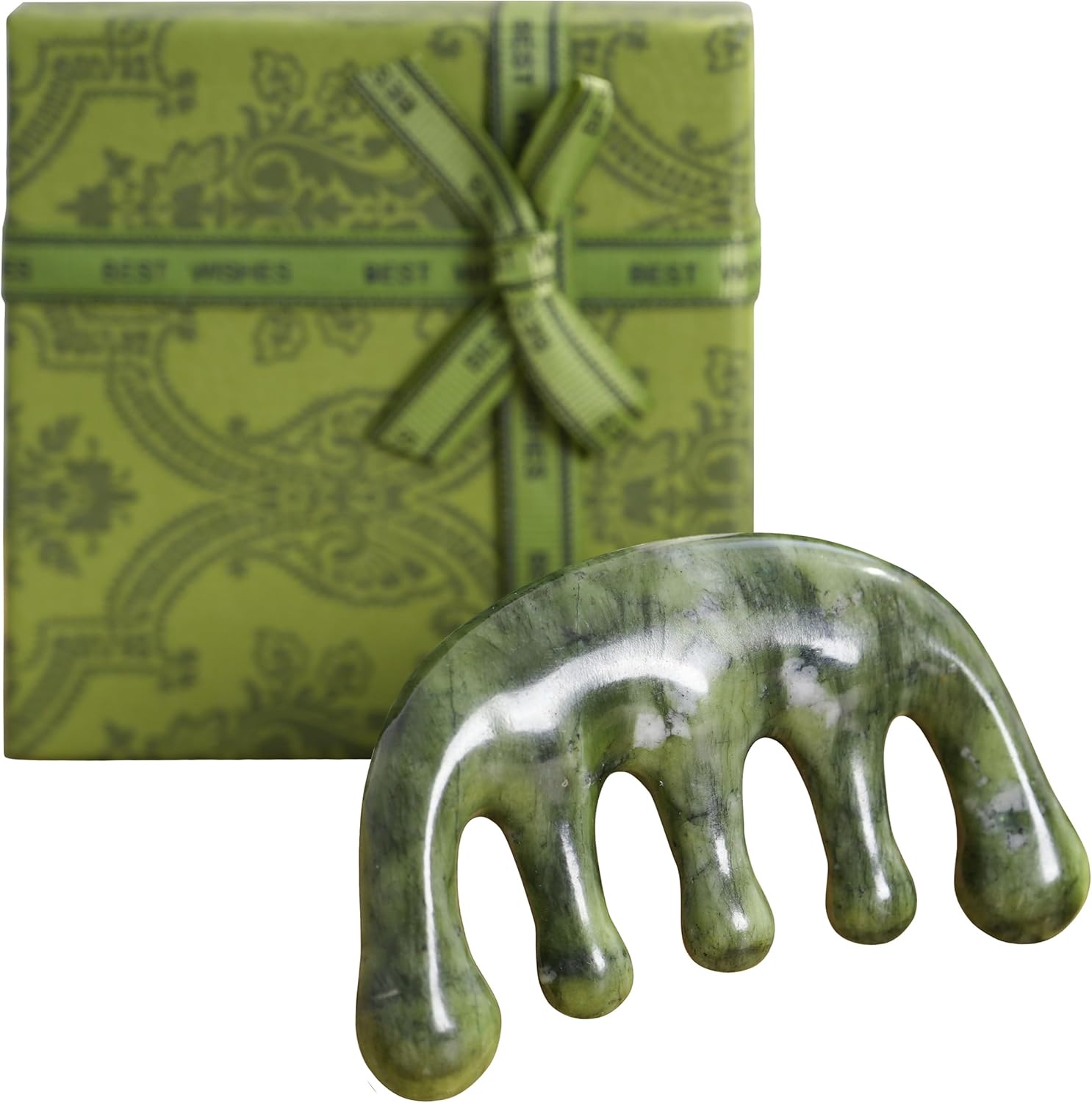 Jade Meridian Massage Comb for Face & Scalp, Natural Stone, Stimulates Blood Circulation, Relieves Tension, and Promotes Meridian Flow, Multi-Purpose Head Massager for Relaxation & Wellness (Green) Jade Meridian Massage Comb for Face & Scalp, Natural Stone, Stimulates Blood Circulation, Relieves Tension, and Promotes Meridian Flow, Multi-Purpose Head Massager for Relaxation & Wellness (Green)