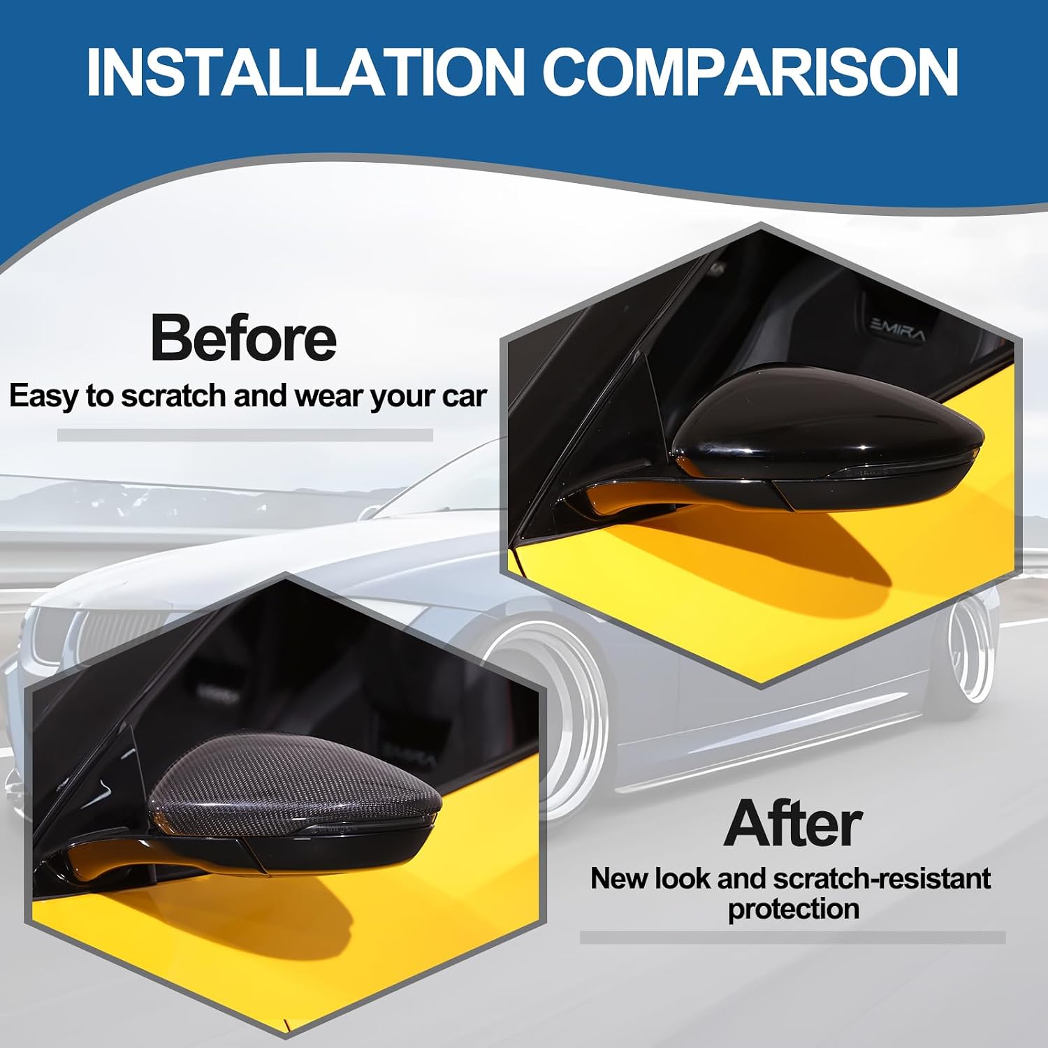 Car Side Door Mirror Cap Cover Compatible with Lotus Emira V6 GT4 I4 2020-2024,Exterior Side Rearview Mirror Anti-Scratch Cover Protector Shell Housing Trim Accessories 2PCS (Black Carbon)