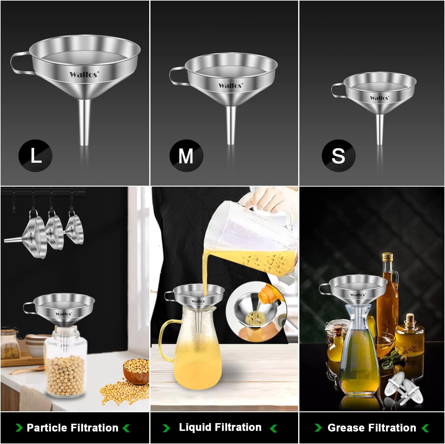 Walfos Stainless Steel Funnel Set - Image 3