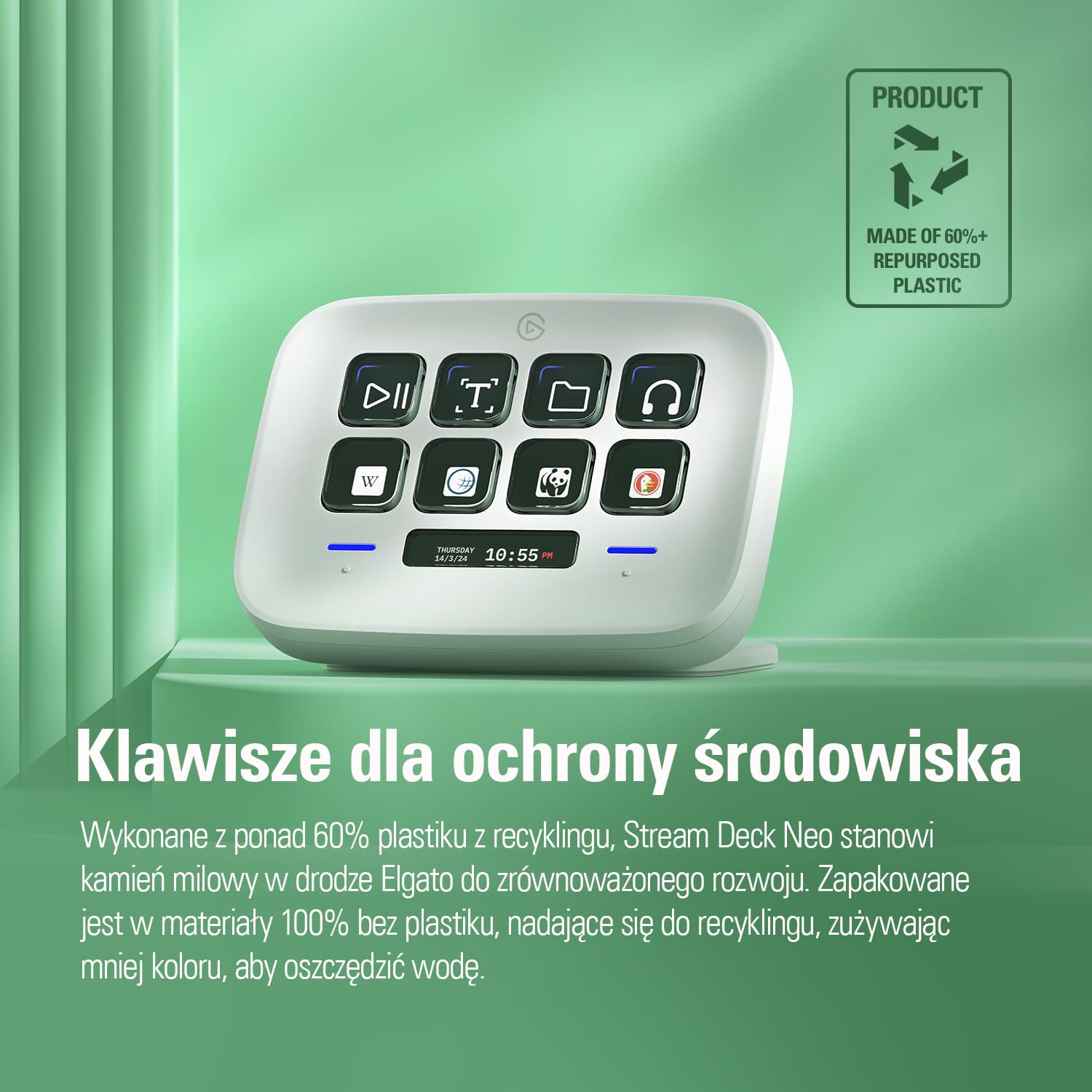 Elgato Stream Deck Neo, 8 konfigurowalnych klawiszy | 2x Touch Points, szybkie zadania - Word, Excel, PowerPoint, Teams, Zoom, Spotify, Mac i PC