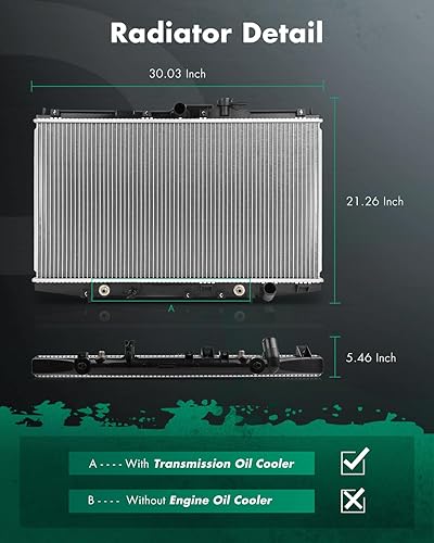 Vista 221 de SCITOO Reemplazo completo del radiador de aluminio para 1993-1998 para Toyota para T100 2.7L 3.0L 3.4L 2090 Radiador