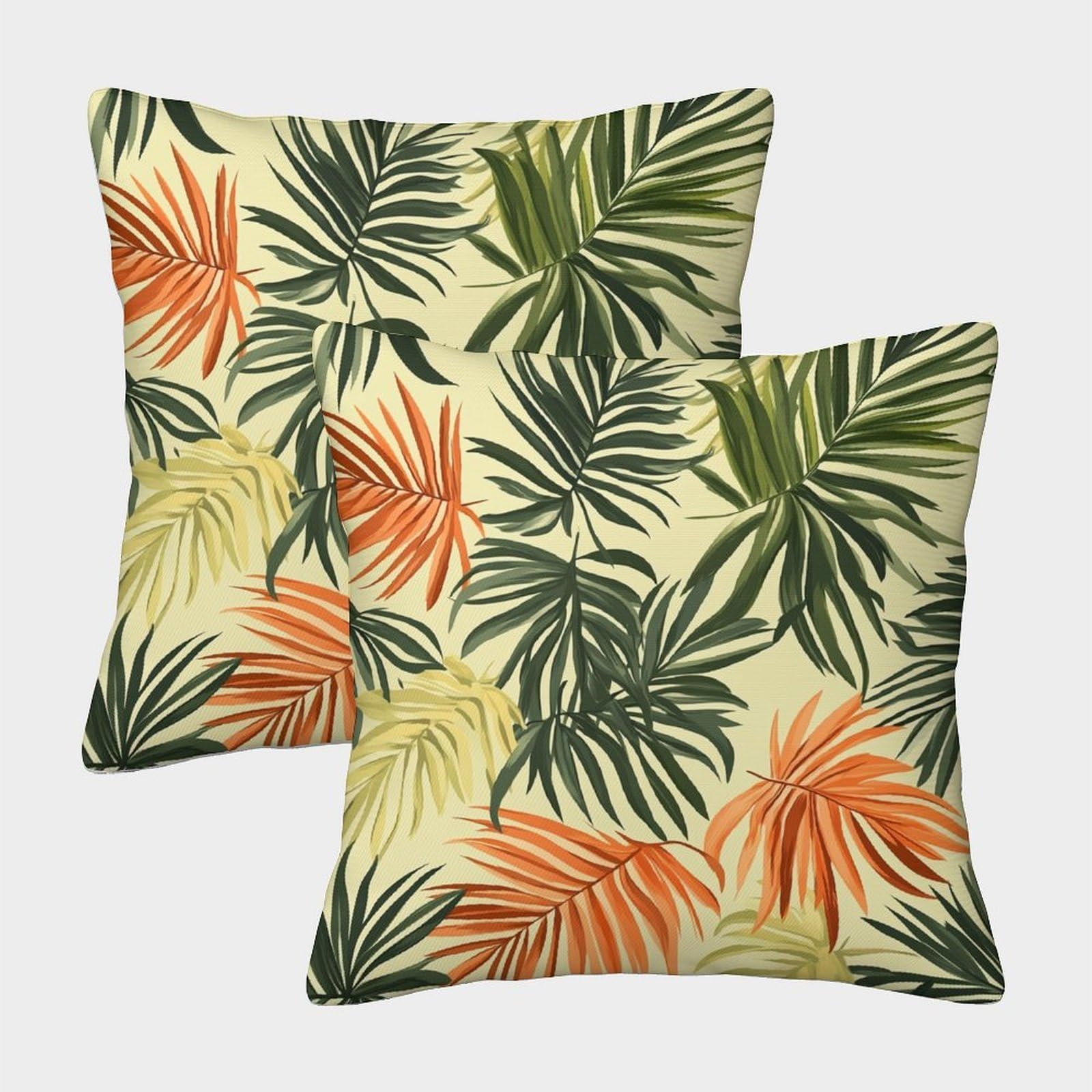 kaiyun 2 Pack Simple Tropical Leaves - Palm Leaves Pillow Case 40x40cm Throw Pillow Case,Modern Decoration Pattern for Terrace Sofa Bedroom Indoor Outdoor Party