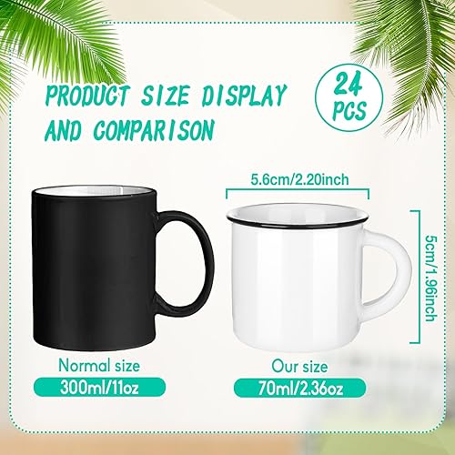 Miniatura 3 de Uiifan 24 tazas de café blancas de cerámica a granel para el hogar, viajes, pequeñas tazas de camping portátiles, tazas vintage de espresso con asa,