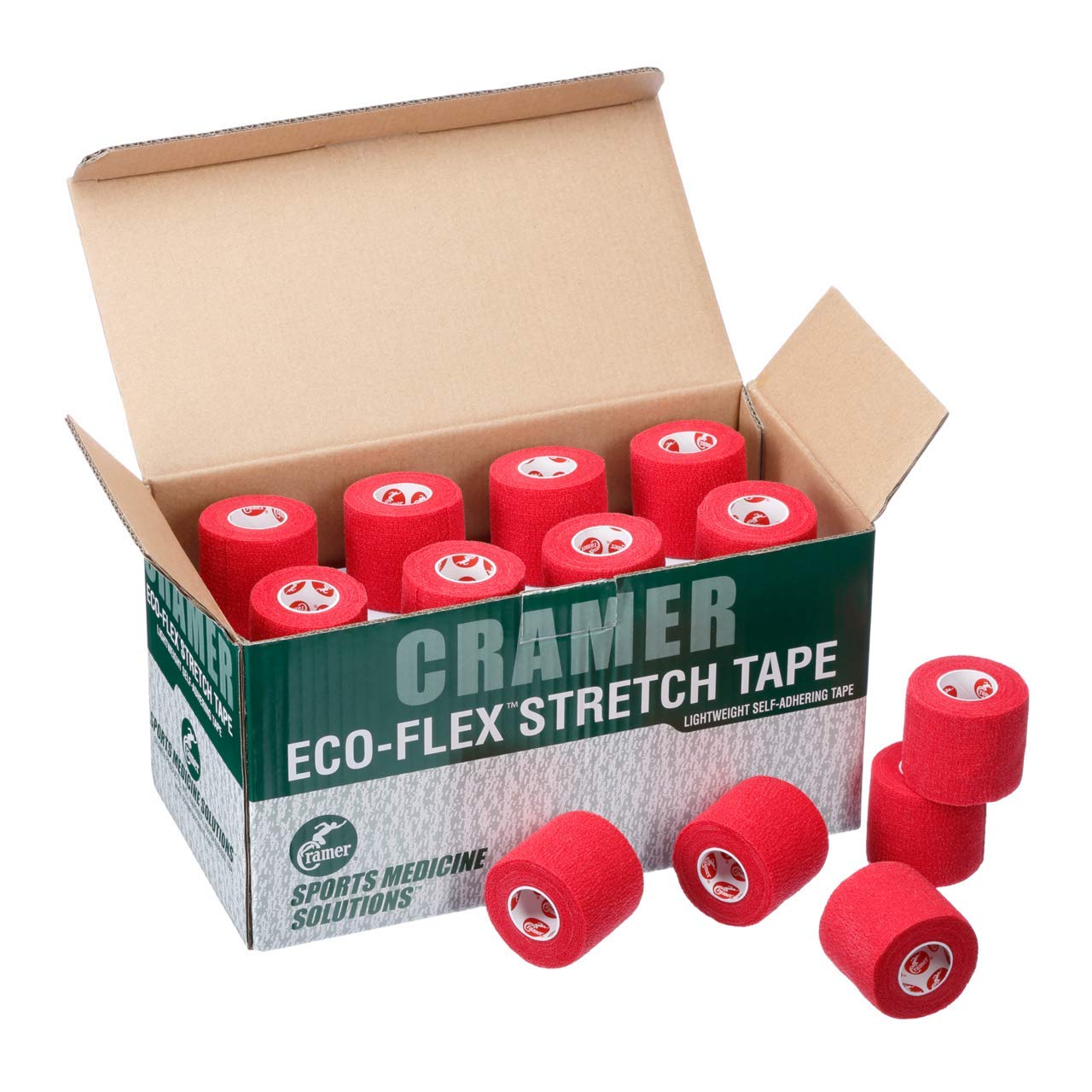 Cramer Eco-Flex Self-Stick Stretch Tape, Cohesive Tape, Flexible Elastic Sports Tape, Athletic Training Supplies, Easy Tear Self-Adherent Bandage Wrap, Bulk Cases, 6 Yard Rolls, Compression Tape