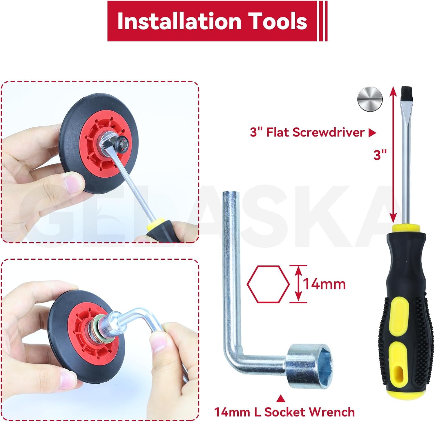 GELASKA 4392067 Dryer Repair Kit with WPW10314173 Dryer Drum Support Roller, W10837240 Dryer Idler Pulley and Bracket, 661570V Belt, WPW10359271, WPW10359272 Dryer Drum Support Roller Shaft