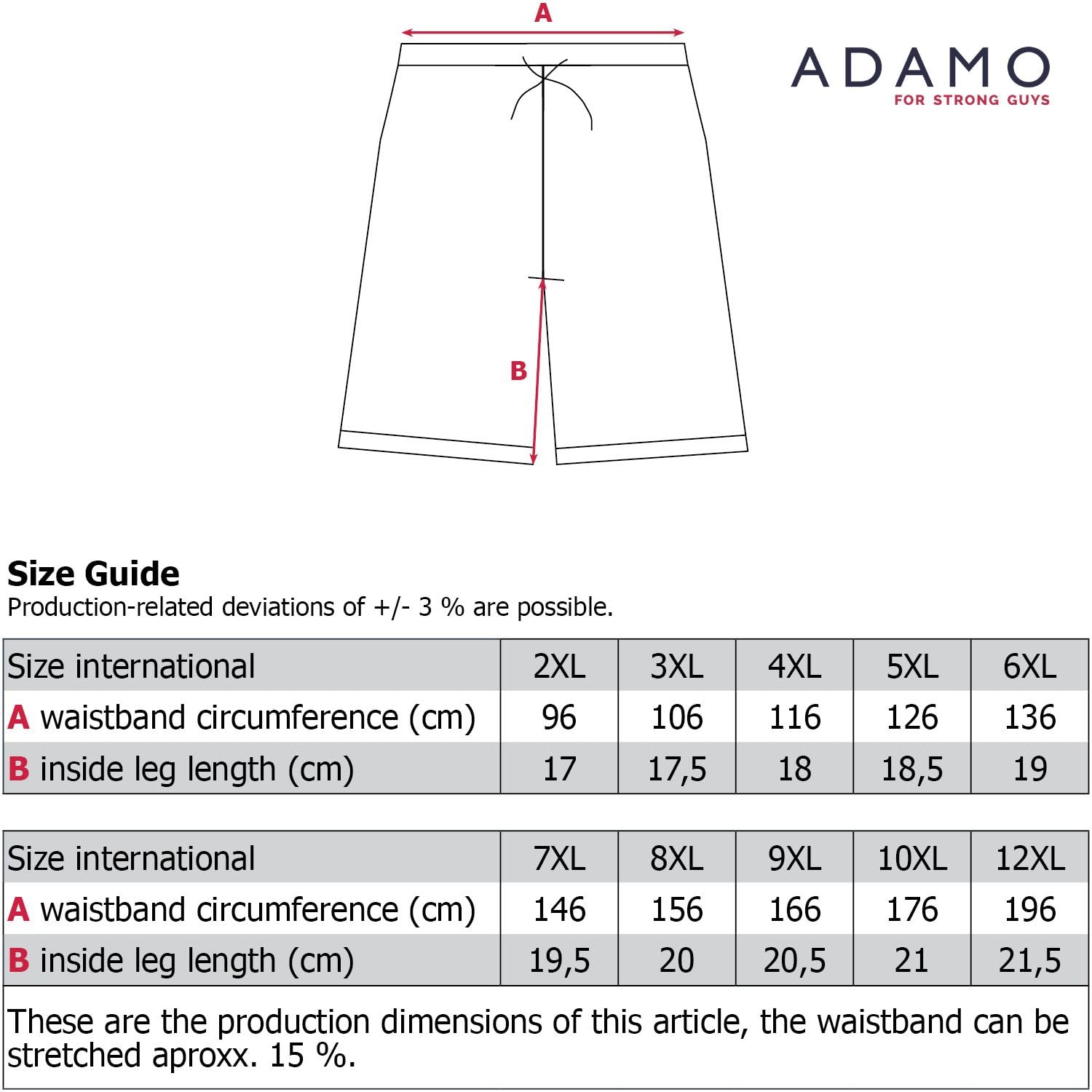 ADAMO Bañador para hombre Beachbermuda Serie Kuba en tallas grandes hasta 12XL