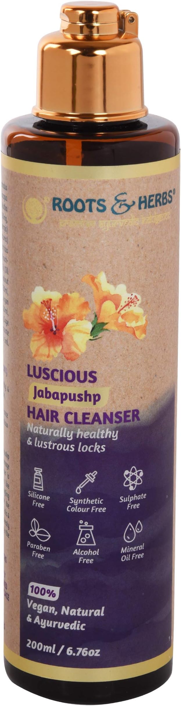 Ayurvedic Shampoo Natural Treatment 100% Vegan No Paraben Jabapushp Lucious Hair Cleanser for Men and Women Unisex Natural Herbal Volumizing Hair Cleanser - 6.76oz