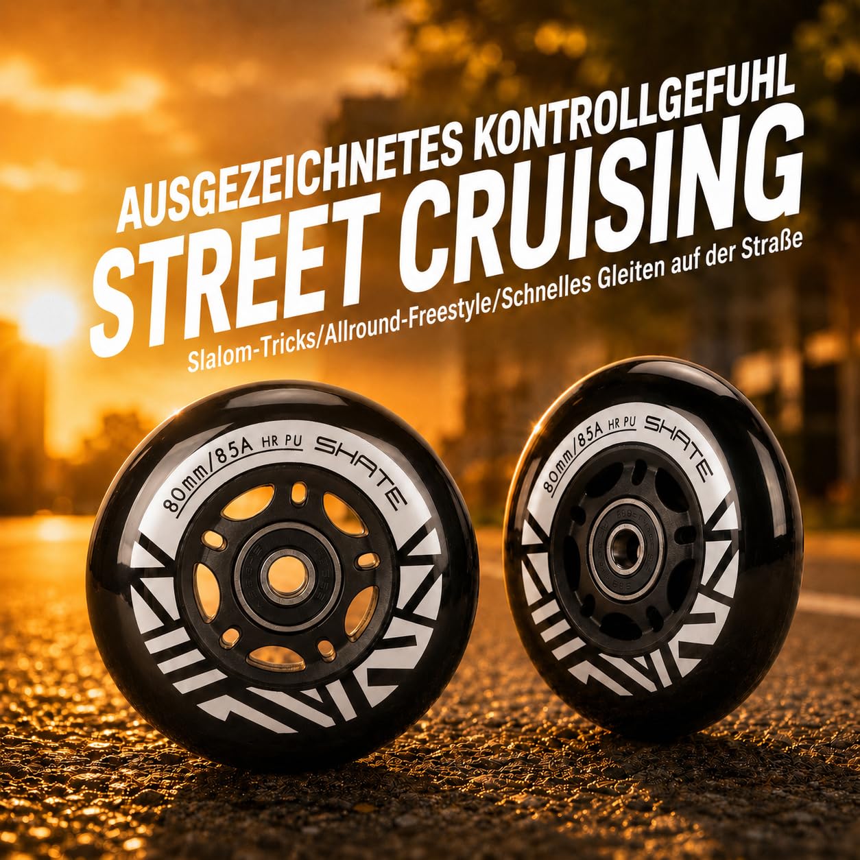 Inline Skate Rollen 80mm 76mm 72mm - 8 Stück Inline Skate Räder 85a inliner rollen mit kugellager ABEC9 | Inliner Skate Räder für K2 Hudora Gonex Apollo (B Silber, A 80MM)