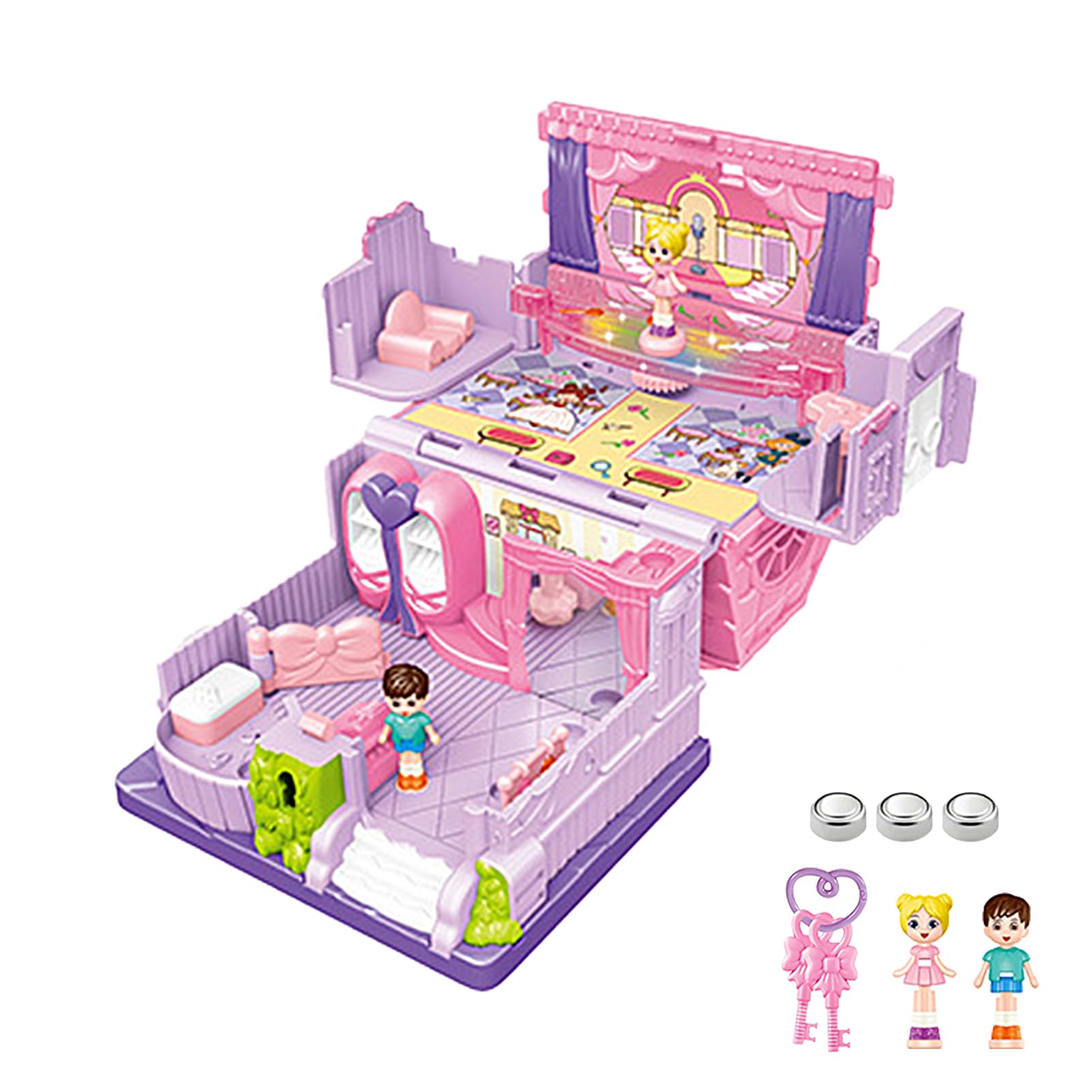 Princess Castle - Surprise Mini Doll House, Mini Girls Toy, Playset Princess, Foldable Doll House, Gift For Kids Girls Ages 3+ With Button Battery