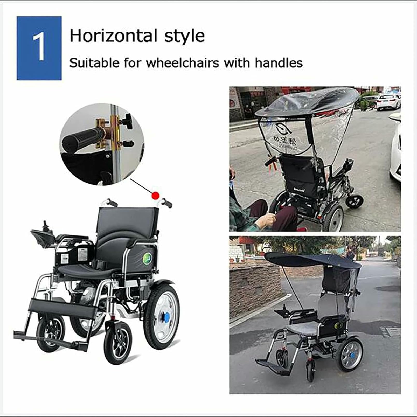 Juego De Soporte para Paraguas Y Toldo para Silla De Ruedas, Kit Completo con Soporte Ajustable, Parasol Impermeable, Ajuste Universal para Ayuda A La Movilidad