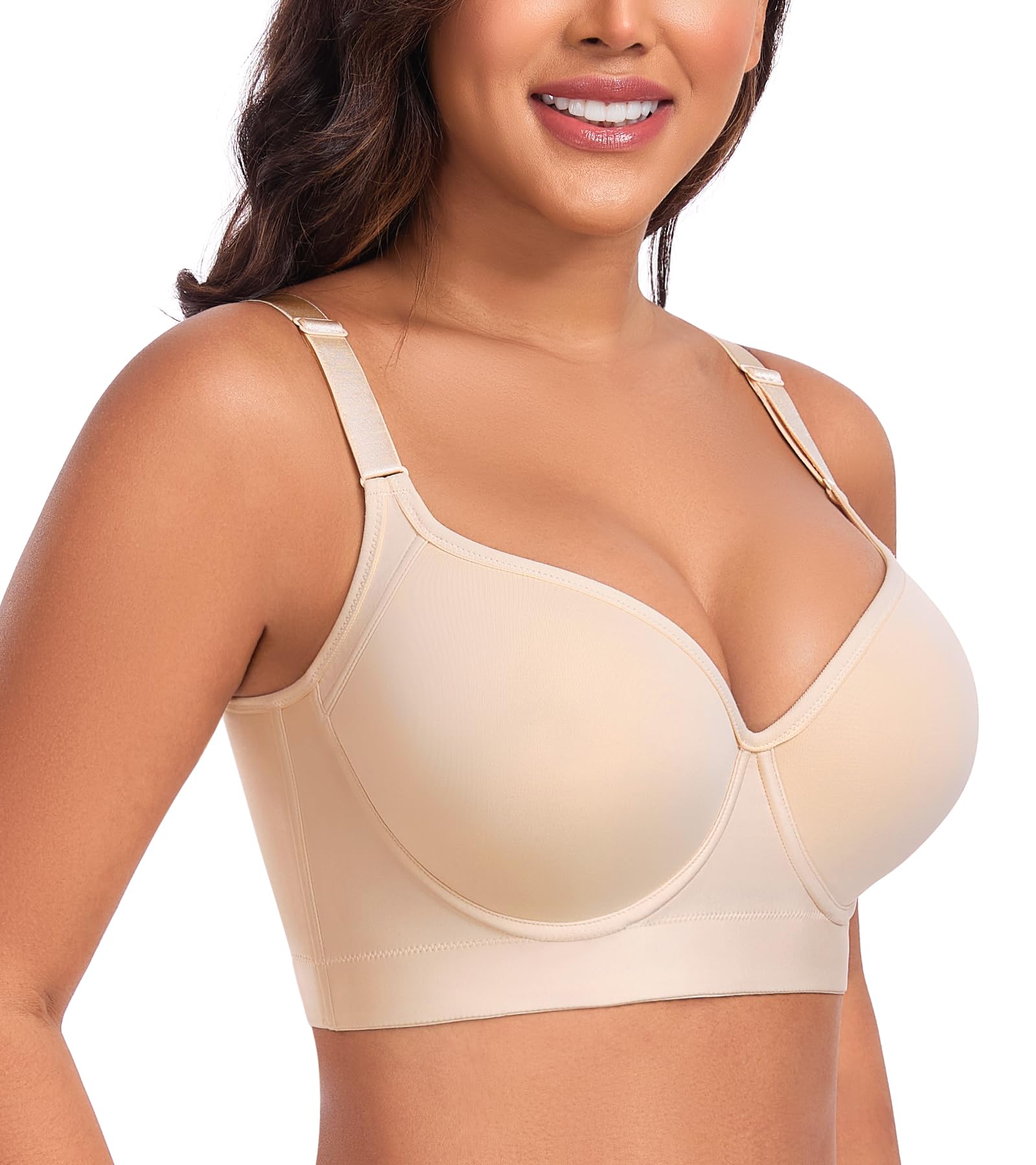 DotVol Push Up Bras for Women Full Support Coverage Plus Size Hide Back Fat Smoothing Underwire T-Shirt Lift Breast