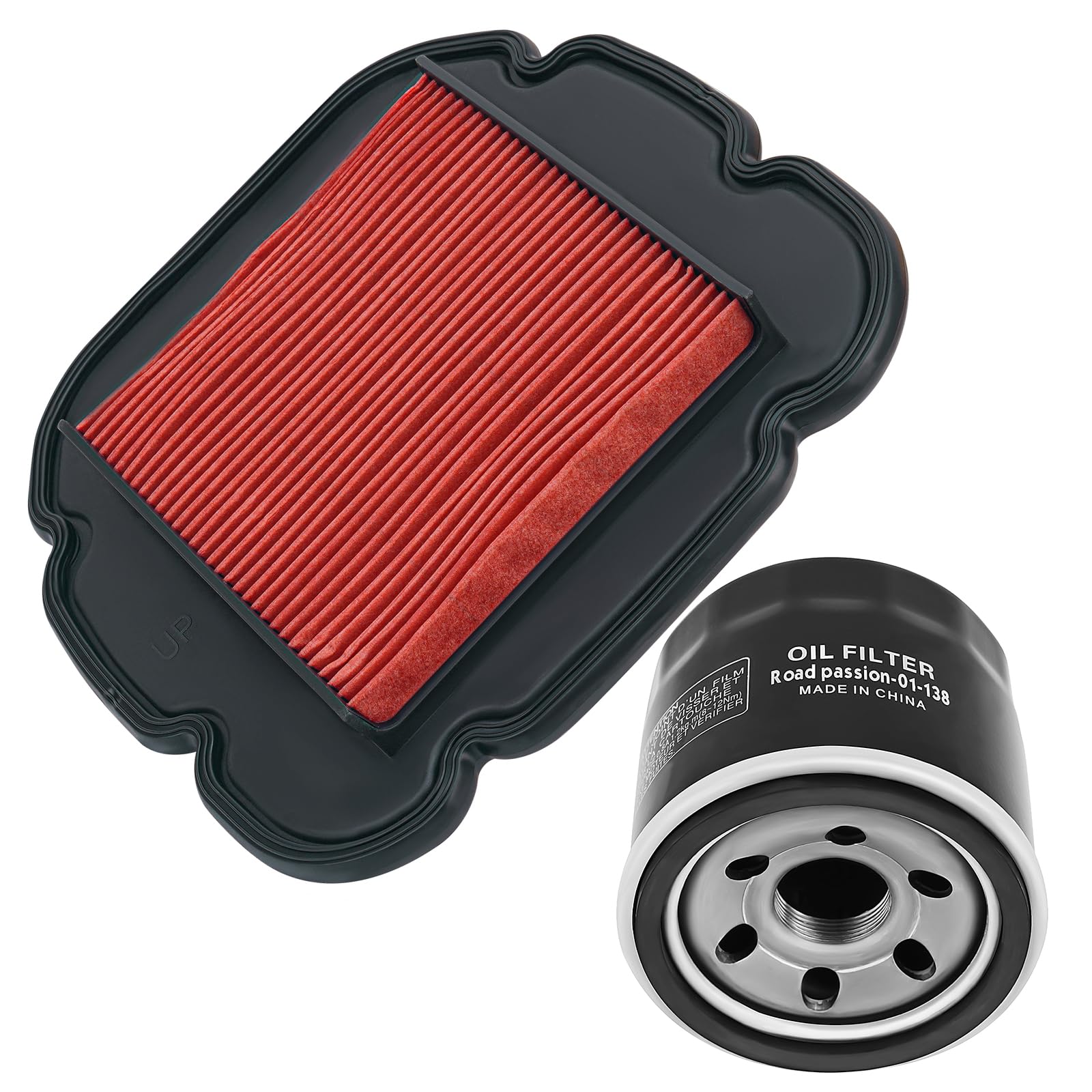 Road Passion 13780-06G00 Filtro de Aire+16510-07J00-000 Filtro de aceite Compatible con KLV1000 2004 2005 2006/ Suzuki DL650 V-Strom 2004 2005 2006 2007 2008 2009 2010-2016/ DL1000 V-Strom 2002-2015