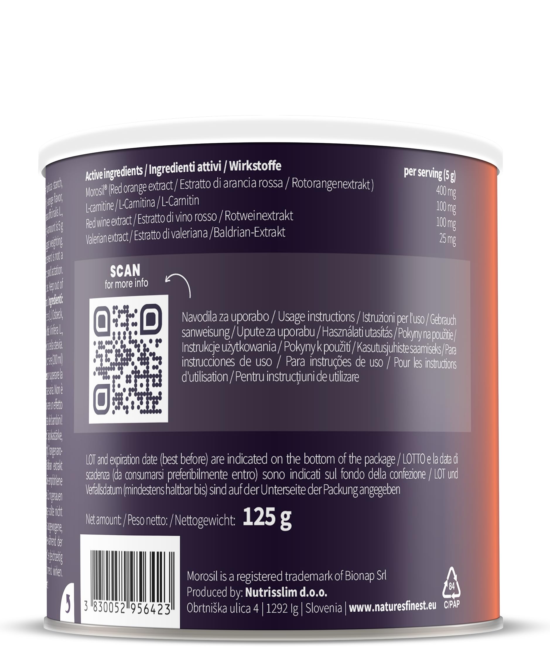 Nature’s Finest Night Burn Extreme - Bevanda Serale in Polvere con Morosil Arancia Rossa, Valeriana ed Estratto di Vite Rosso - 125g, Formula Vegana Senza Glutine