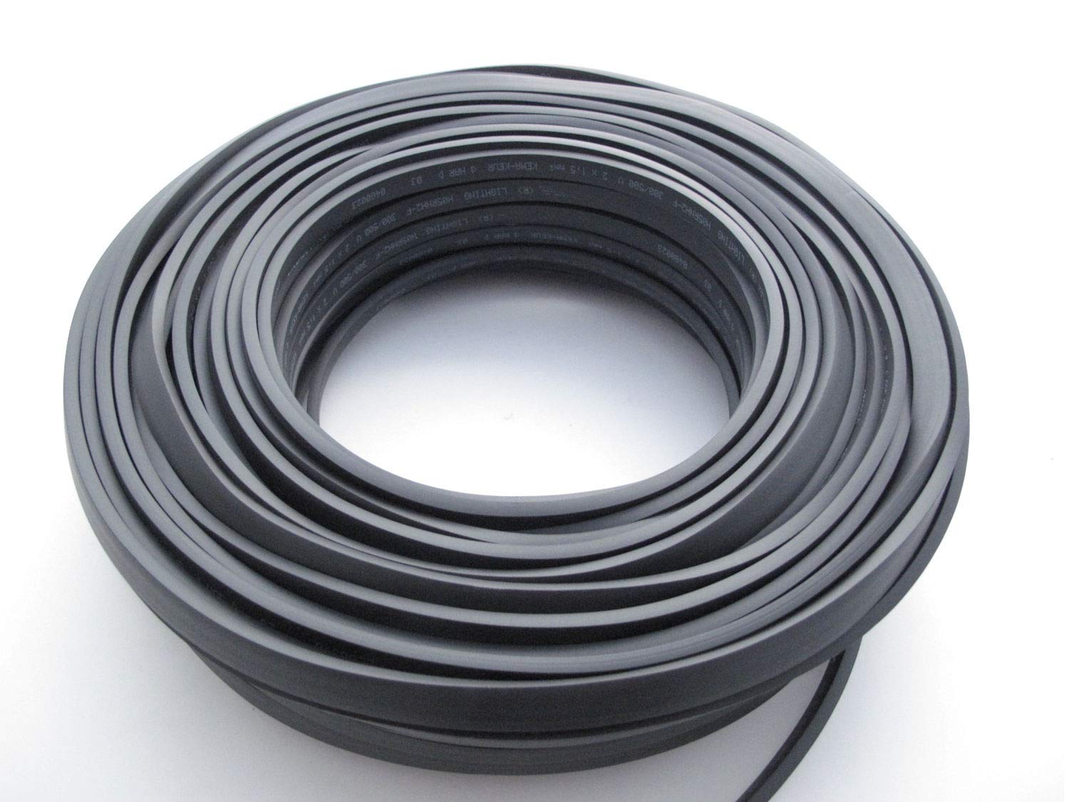 50 M Schwarzes Illu Kabel - Lichterkette Kabel Illukabel H05RNH2-F 2x1,5 Flachkabel