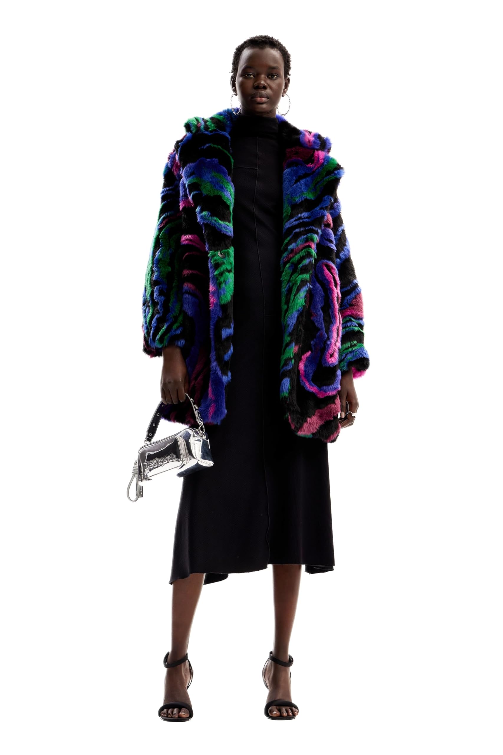 Desigual Women's Woman Woven Fake Fur, Black, M