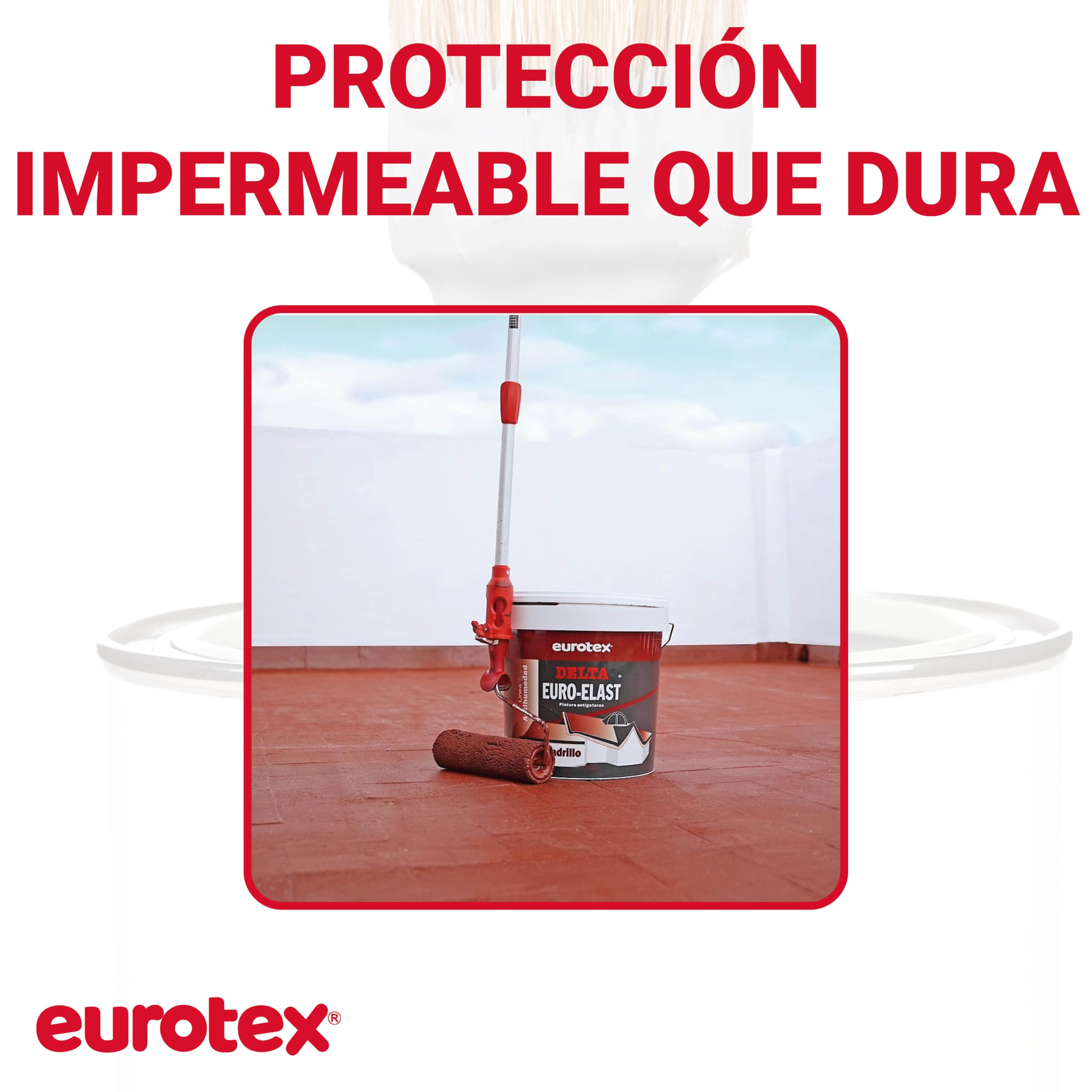 Pintura Impermeabilizante Tejado y Terrazas Transitables - Pintura Antihumedad Interior y Exterior - Delta Euroelast (Blanco, 4 Litros)