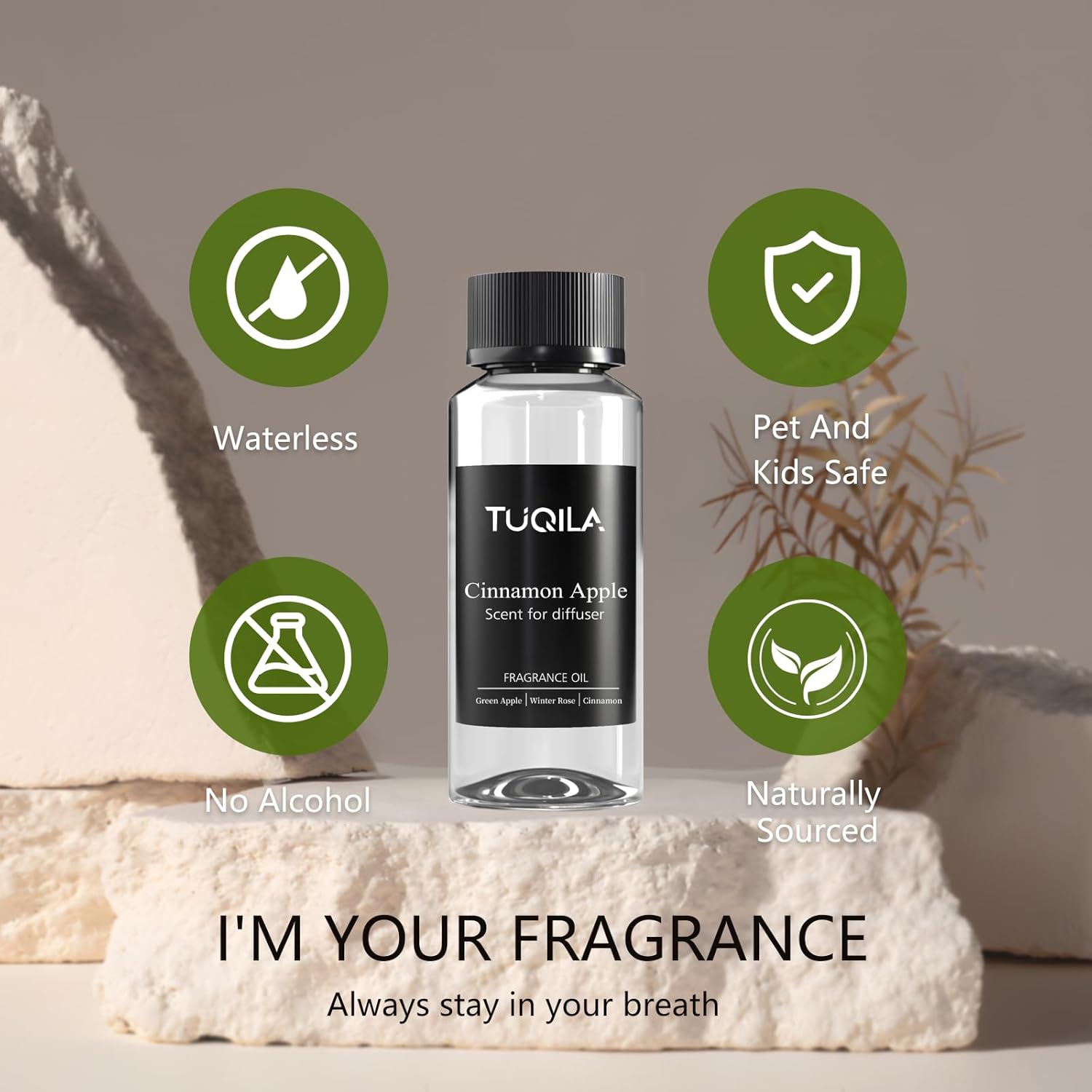 Cinnamon pple Essential Scent Oil - 120ML Waterless Diffuser Oil for Cold Air Diffusers, Luxury Home Fragrance Oils, Natural Flavor Aromatherapy Oils for Spa, Office, Long-Lasting Refill - Image 4