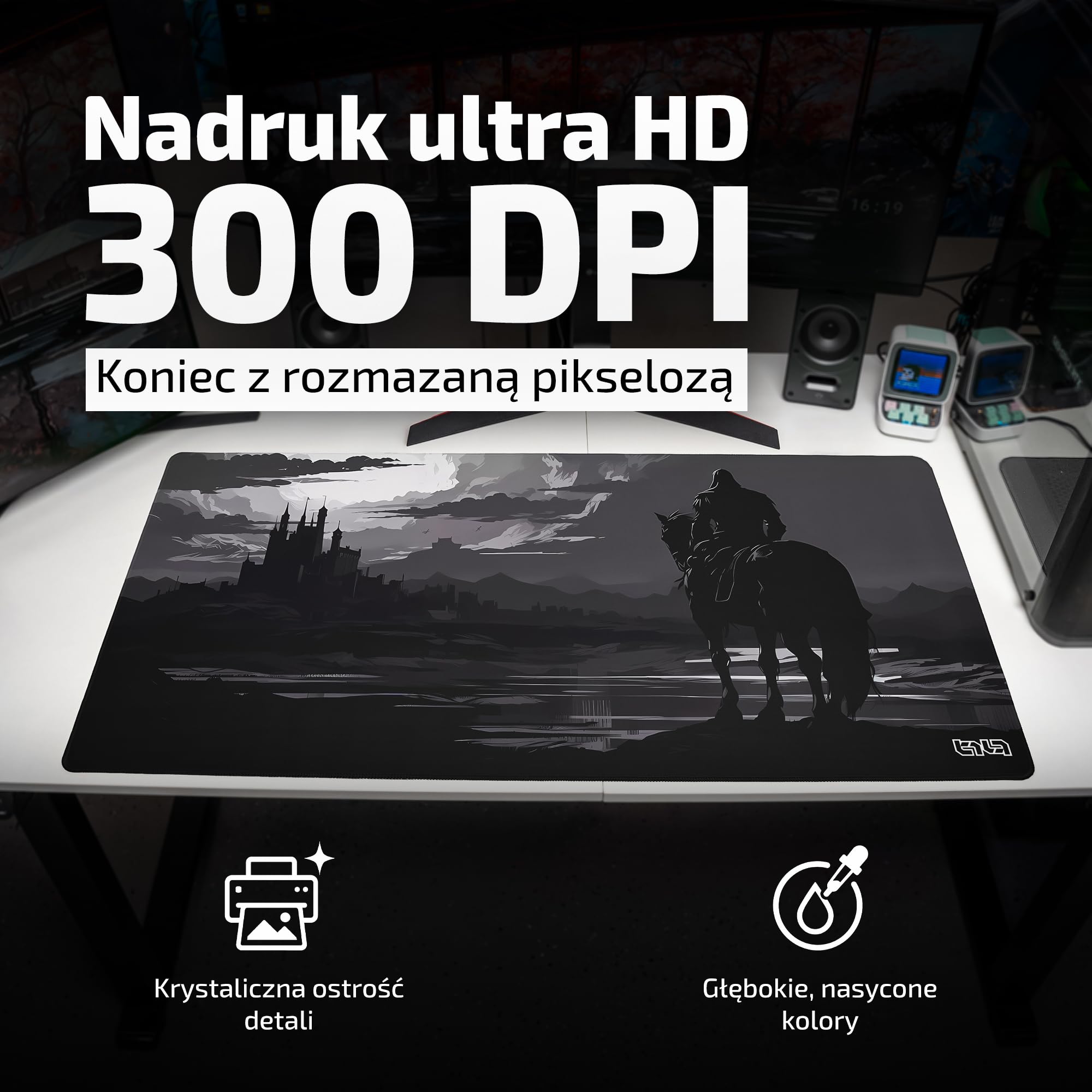 Tilt Podkładka na Biurko 100x50 cm | Antypoślizgowa Duża Podkładka pod Mysz oraz do Akcesoriów Komputerowych i Biurowych | Wodoodporna Mata na Biurko XXL (On the Way to the Castle)