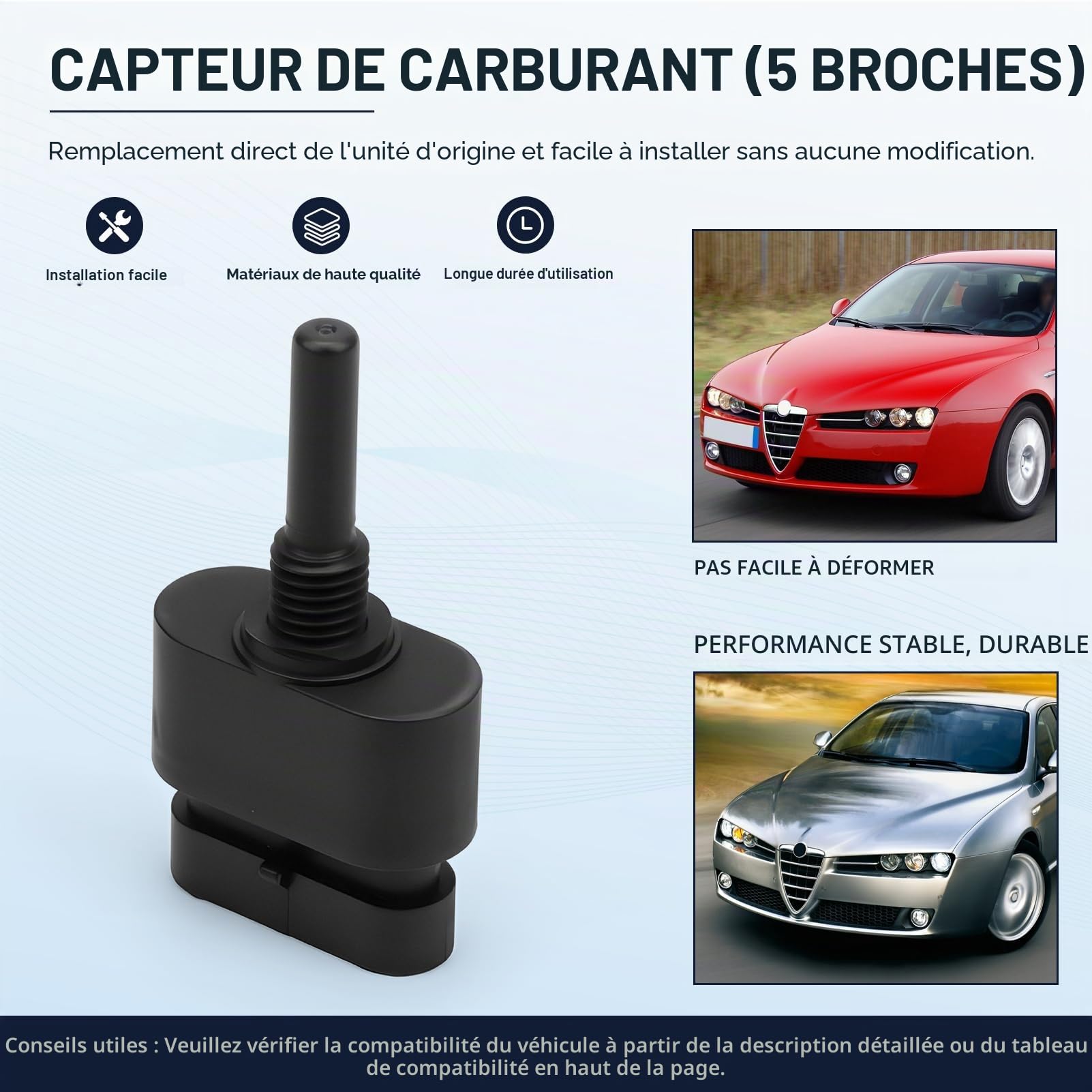 Capteur d'eau Filtre à Carburant 77363659 pour 500 159 Brera Giulietta Mitoa SPIDER JUMPER BRAVO DOBLO DUCATO Punto Panda Capteur d'eau du Filtre à Diesel pour Bipper 1.3 HDi 836024 95514997