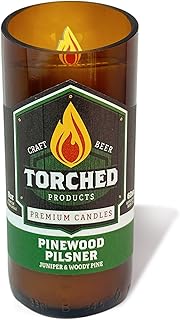 Torched Beer Scented Candles | Natural Soy Wax Candle | Pinewood Pilsner Scent 8 oz | Makes a Great Gift for Men, Beer Lovers, and Collectors | Bar Man-Cave Decor and Accessories