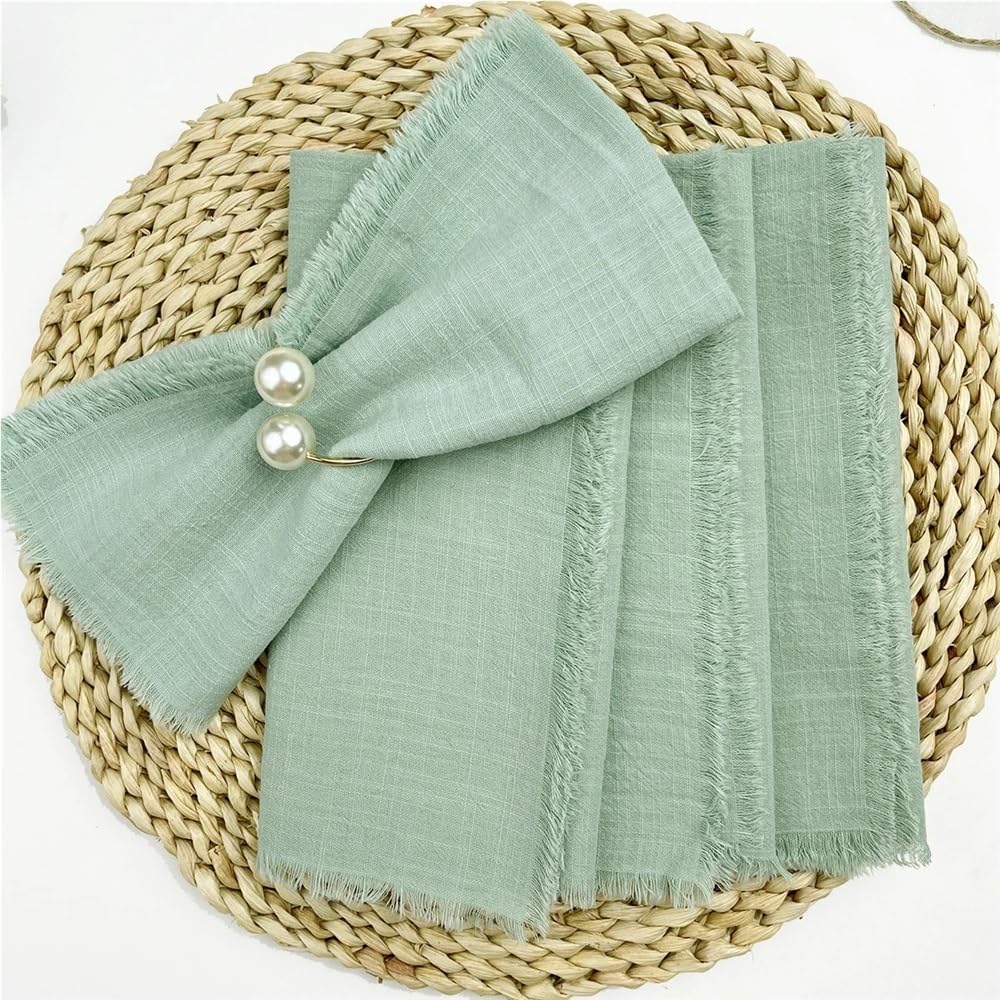 Servilleta, 60 servilletas de algodón 32x32 cm, reutil.s, Bodas(Green)