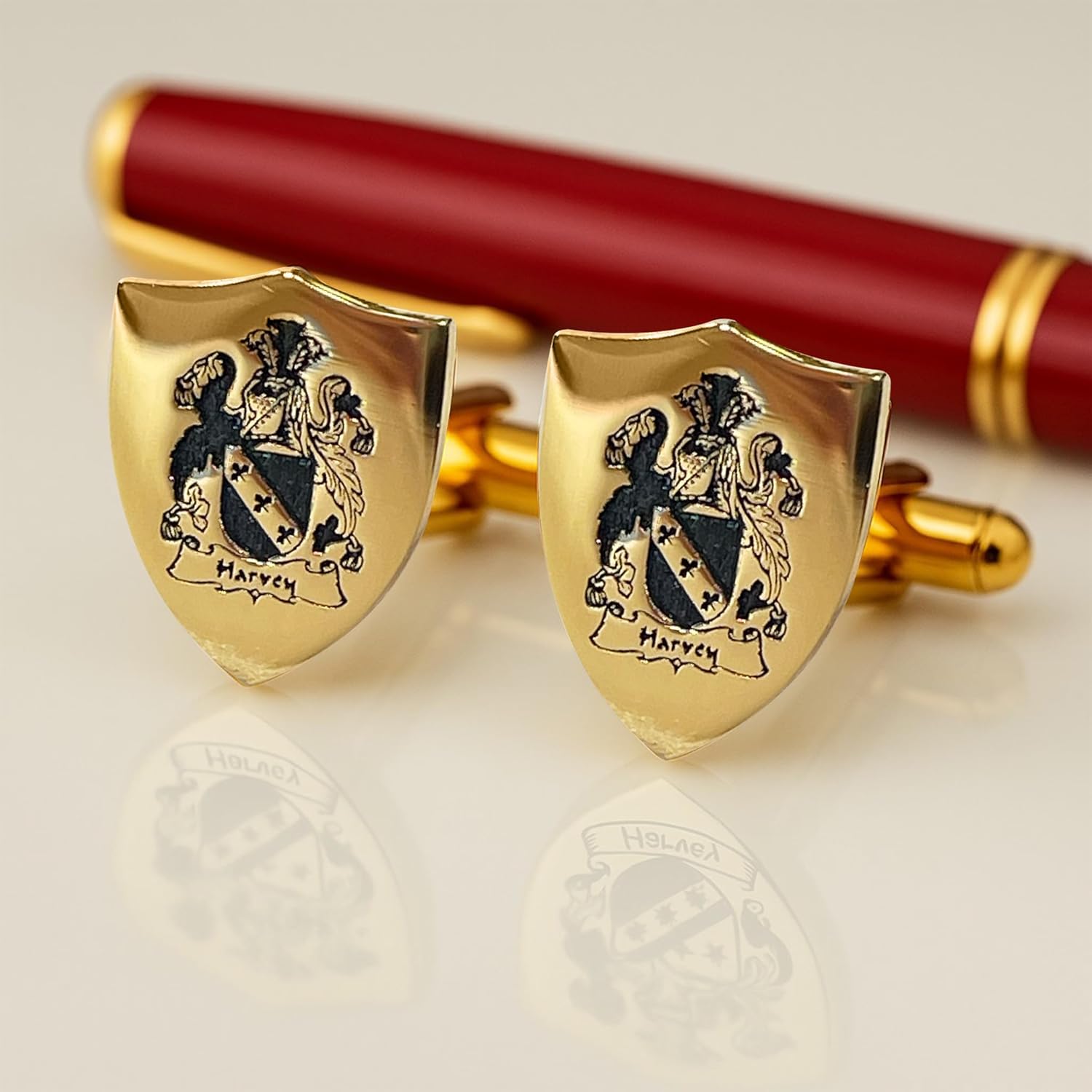 Custom Engraved Cufflinks for Men – Personalized Family Crest, Monogram, or Logo – Wedding, Anniversary, Graduation Gift Idea
