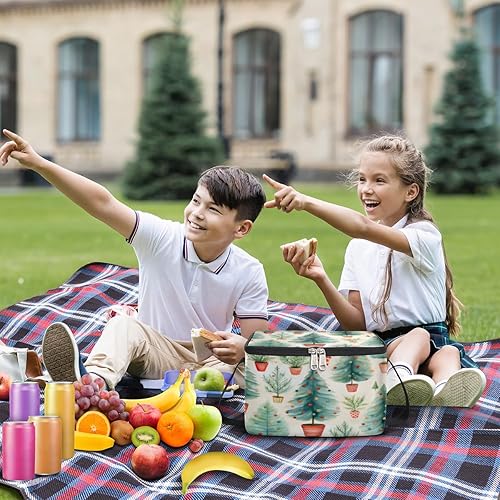 Miniatura 3 de Bolsa de almuerzo aislada con temática de árbol de Navidad, bolsa de almuerzo reutilizable para adultos y hombres, lonchera para trabajo, viajes,