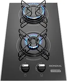 Cooktop a Gás, 2 Bocas, Mondial, Preto/Inox, Bivolt - CTG-04