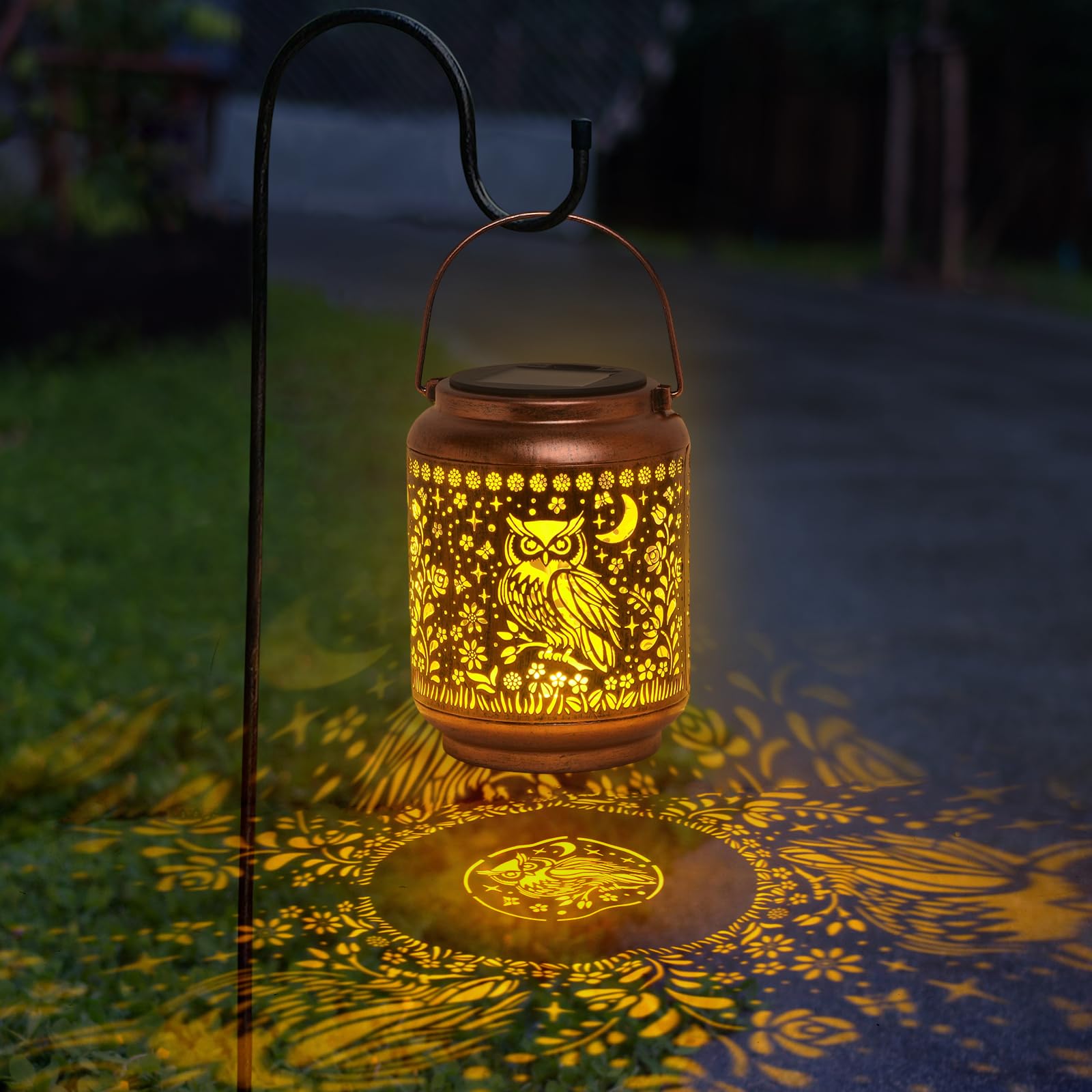 Solar Owl Lantern, OWL Lover Gifts, Metal Decorative Light for Yard, Patio, Lawn, Tabletop, Pathway, Landscape, Garden Decor