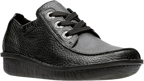 Close-up of the Clarks Women's Funny Dream Oxford showing its classic stitched detailing and lace-up closure.