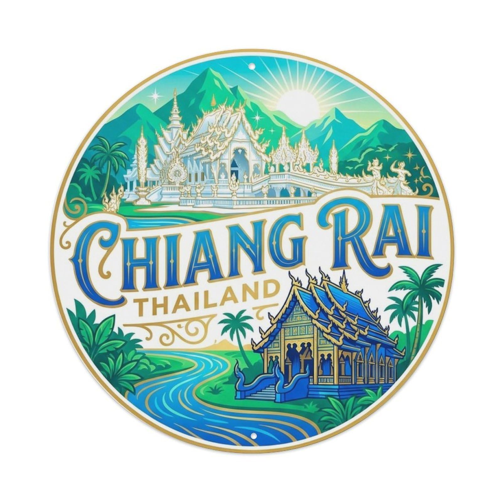 Chiang Rai Thailand Vintage City Travel Landmark Metal Tin Sign