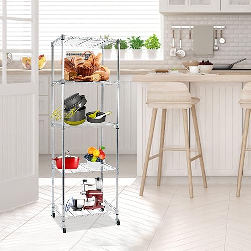 Miniatura 77 de BELANITAS Estantería de alambre de 4 niveles, estante de almacenamiento de acero, estante de almacenamiento de metal ajustable, estantes