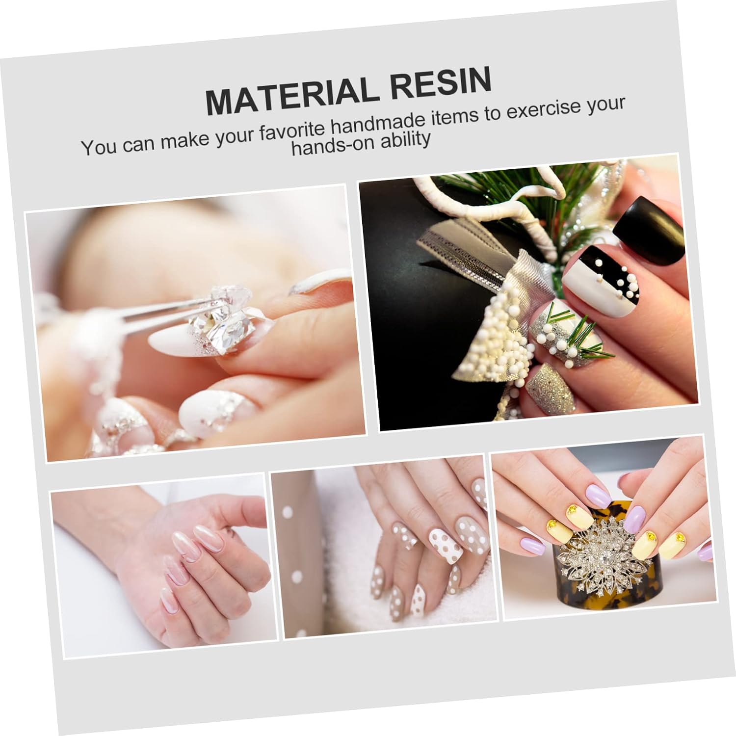 POPETPOP 6grid Resin Nail Decors Mermaid Beads Manicure DIY Accessories for Unique Nail Art for Women and Girls