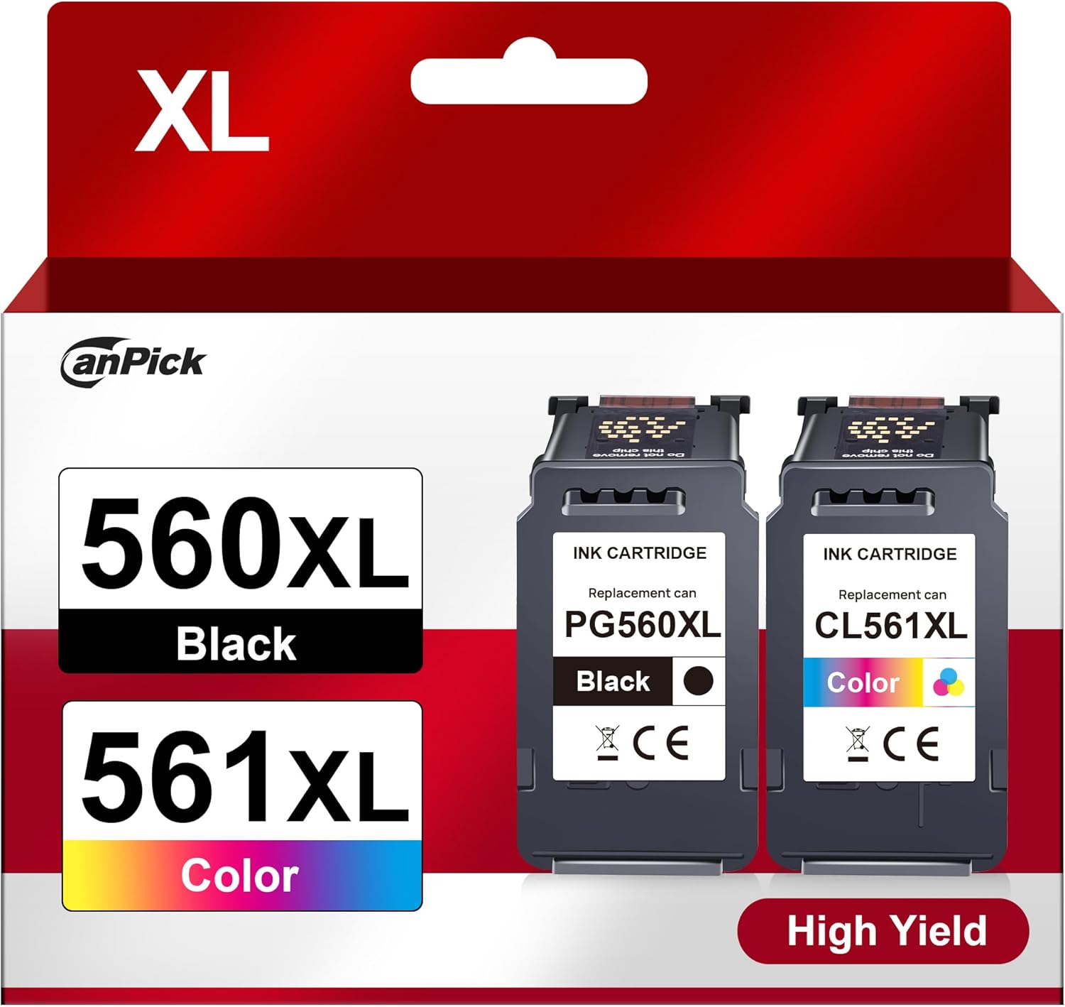 560 561 Patronen XL PG-560XL CL-561XL Multipack Ersatz für Canon Druckerpatronen PG 560 Schwarz und CL 561 für Canon Pixma TS5350 TS5351 TS5352 TS5353 TS7451 TS7450 Drucker