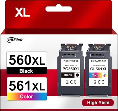 560 561 Patronen XL PG-560XL CL-561XL Multipack Ersatz für Canon Druckerpatronen PG 560 Schwarz und CL 561 für Canon Pixma TS5350 TS5351 TS5352 TS5353 TS7451 TS7450 Drucker