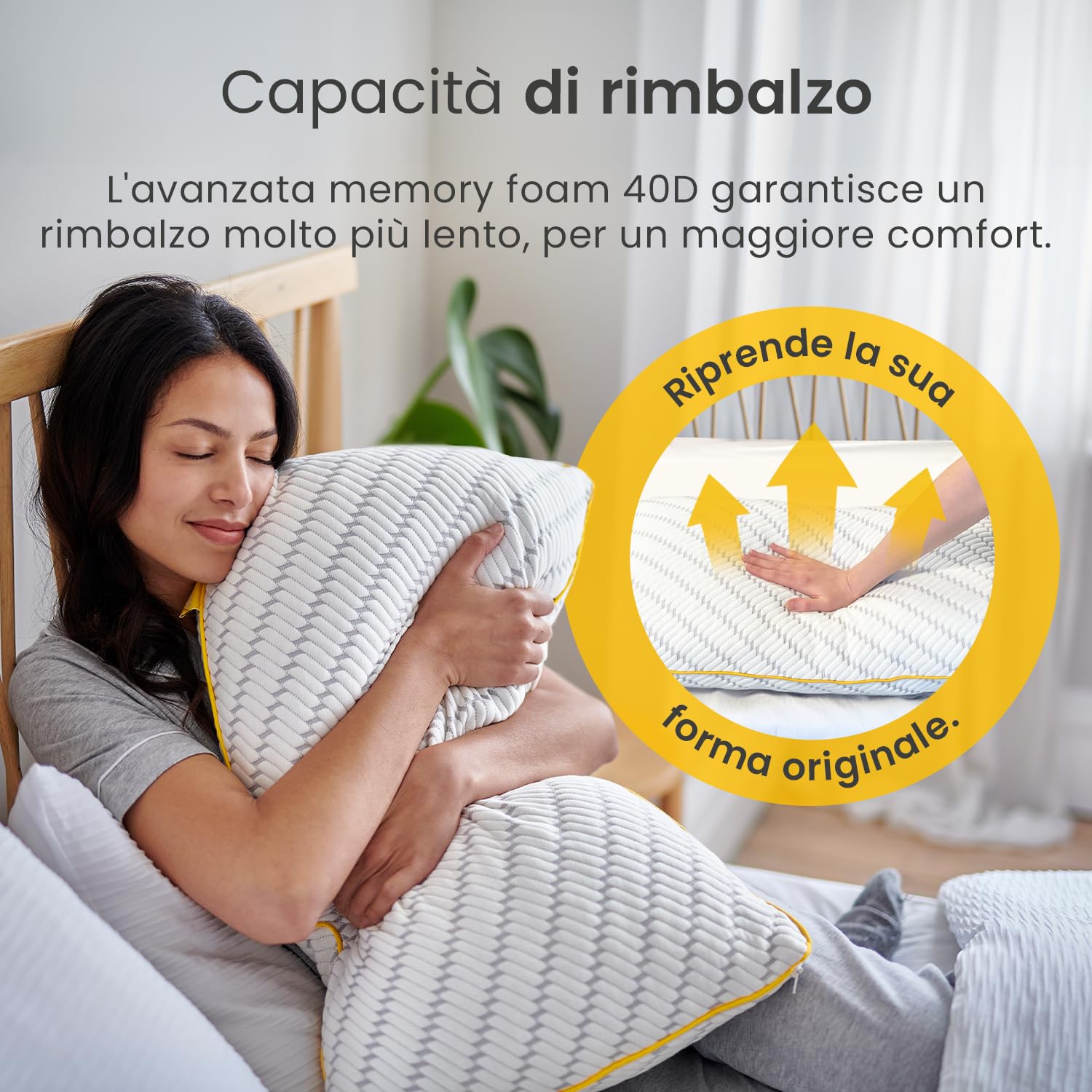 Cosi Home Cuscino in Memory Foam Lussuoso con Fodera in Bambù, Imbottitura in Gel Rinfrescante, 71 x 45 cm e Altezza Regolabile - Traspirante e Lavabile in Lavatrice