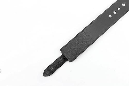 Miniatura 6 de Atlas Collar de piel de cordero Latigo Collar de cuero hecho a mano (pequeño, negro)