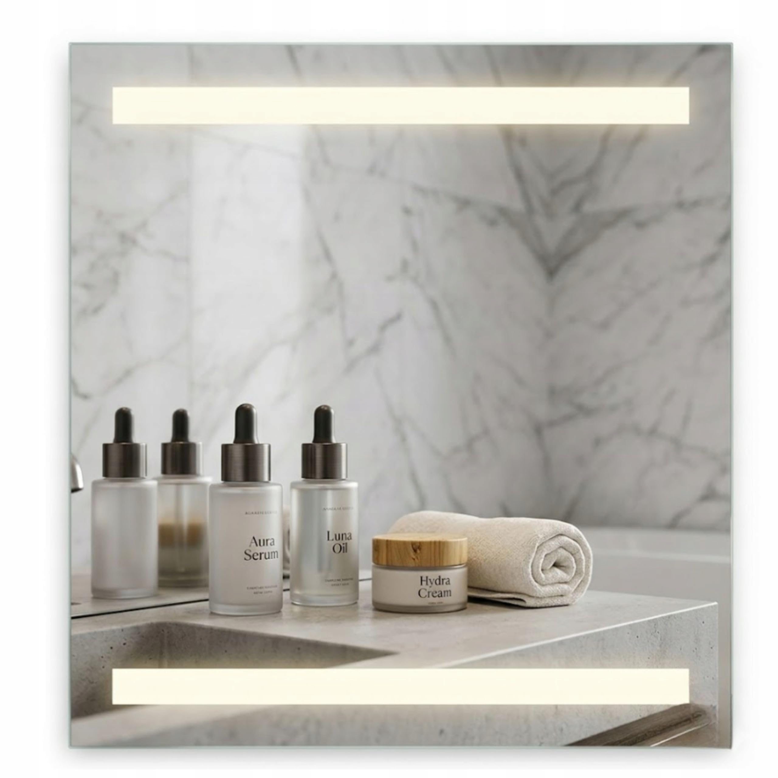Agritrade AK LED Bathroom Mirror 90x70 cm, Backlit Illuminated Frameless Wall Mounted, 4000K Neutral White, Wall Switch Operated - VIRGO