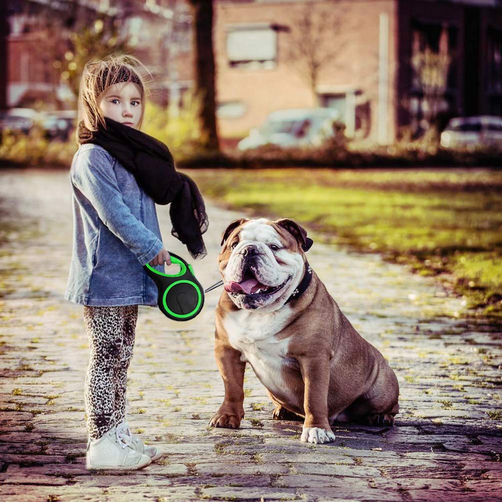 Segarty - Correa de Perro retráctil de 26 pies para Perros de Raza pequeña, Mediana y Grande, con un botón de Rotura y Bloqueo, 100 Libras Resistente sin enredos, Color Verde