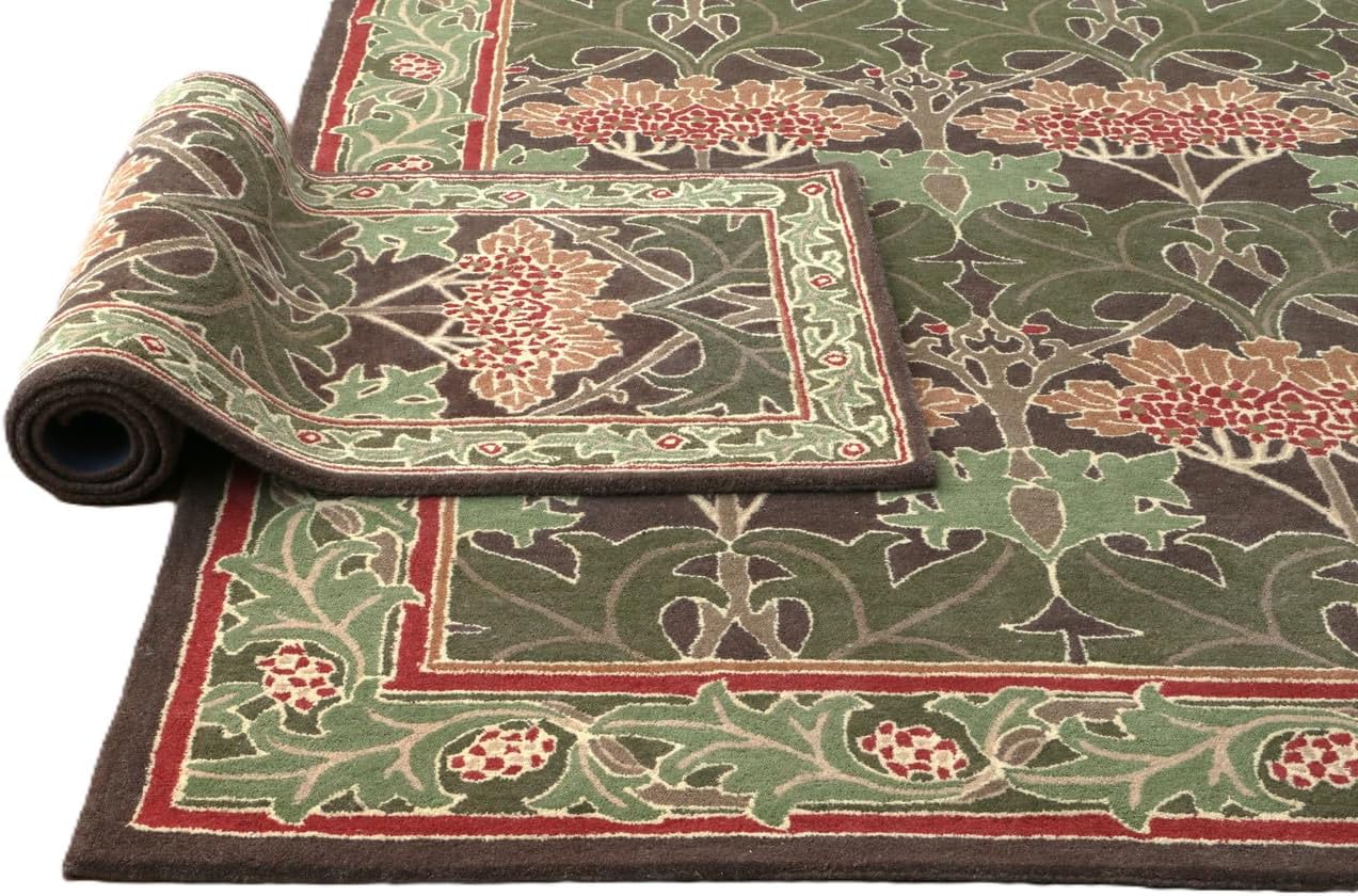 Hand-Tufted Wool Area Rug, Soft & Durable, Traditional Floral Carpet for Living Room, Bedroom, Dining Room, Entryway and Hallway, Luxurious Indoor Home Decor Floor Green
