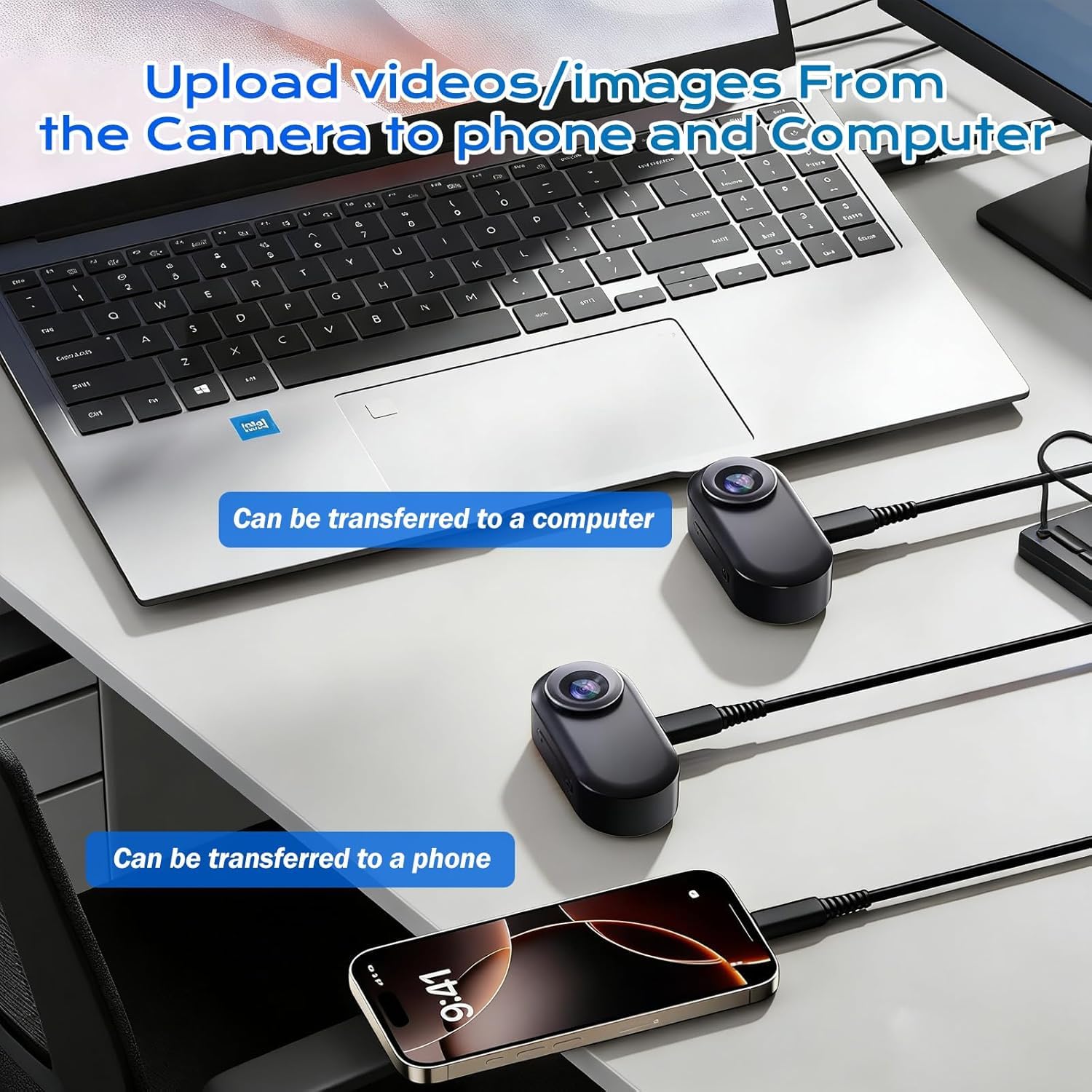 Mini Camara Acción 360 Cámara Deportiva WiFi Bodycam Cámara Casco Moto Magnética 1080P Camera Corporal Buceo Impermeable CAM Vlog POV para Deportes Actividades al Aire Libre Negro