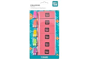 6 Pack of Pink Erasers 5 Cap Erasers