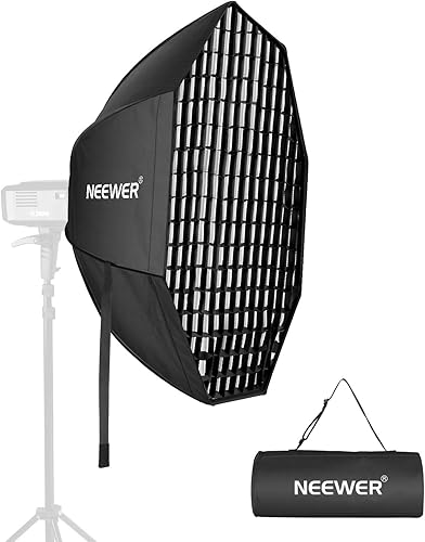 Neewer Caja de luz plegable rápida octágono de 36 pulgadas con montaje Bowens, difusores extraíbles y rejilla, caja de luz plegable rápida con bolsa