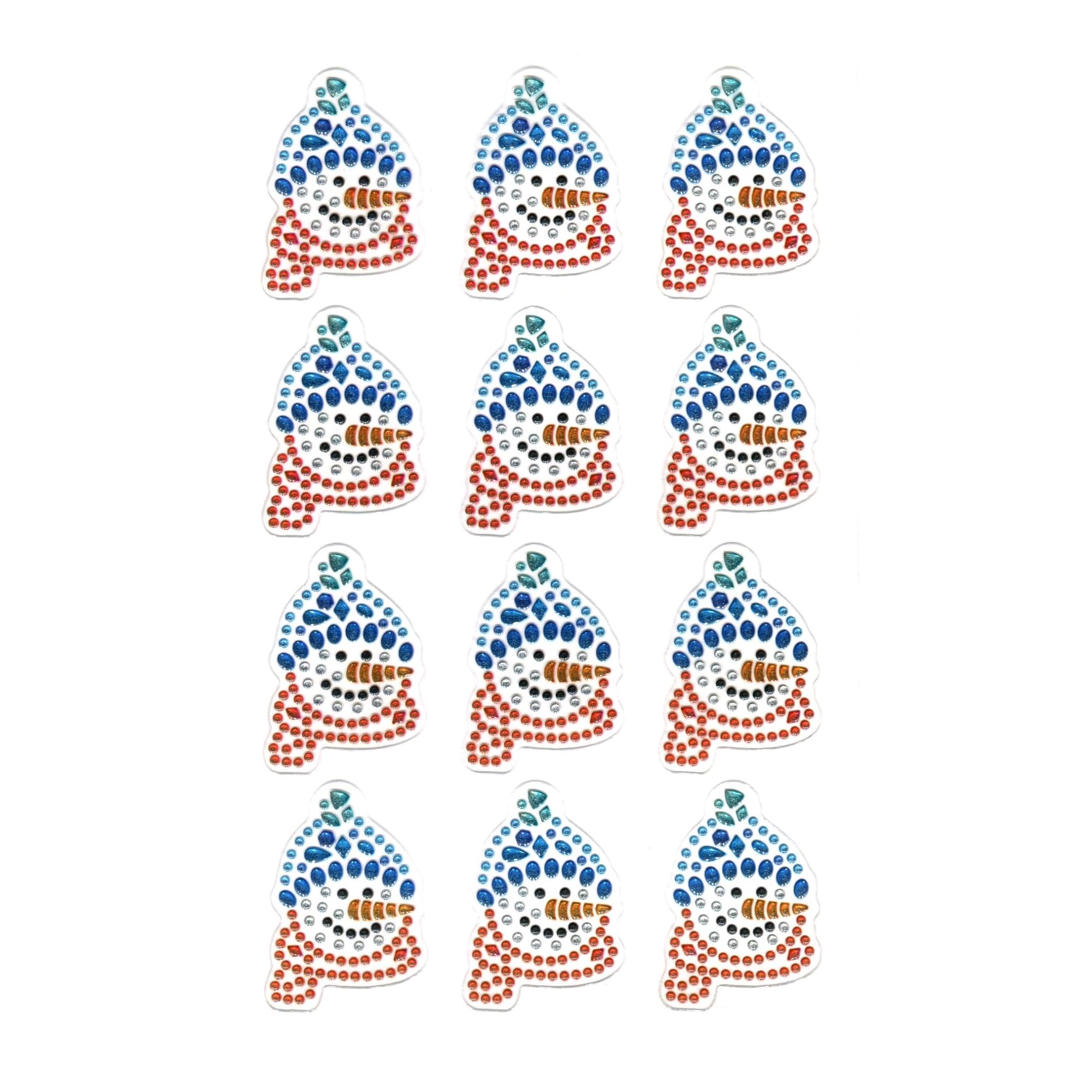 Crystal Christmas Stickers for Card Making and DIY Craft (Snowman)
