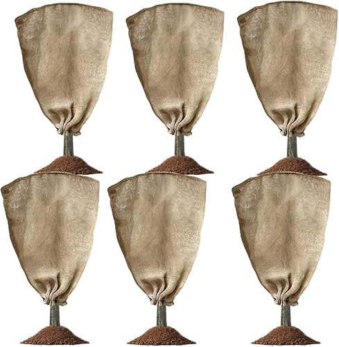 Miniatura 8 de Paquete de 2 bolsas de arpillera de invierno de 40 x 45 pulgadas cubiertas de plantas con cordón protección contra heladas manta de arbusto manta de