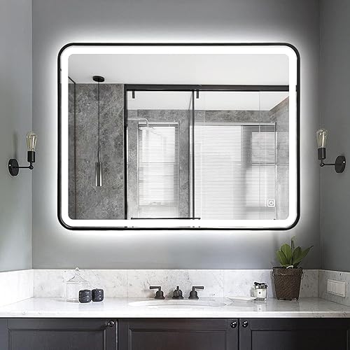 Miniatura 9 de TheiaMo Espejo de baño LED, espejo rectangular de 32 x 24 pulgadas, espejo de pared antivaho con luz cálida  natural  blanca ajustable de 3 colores,