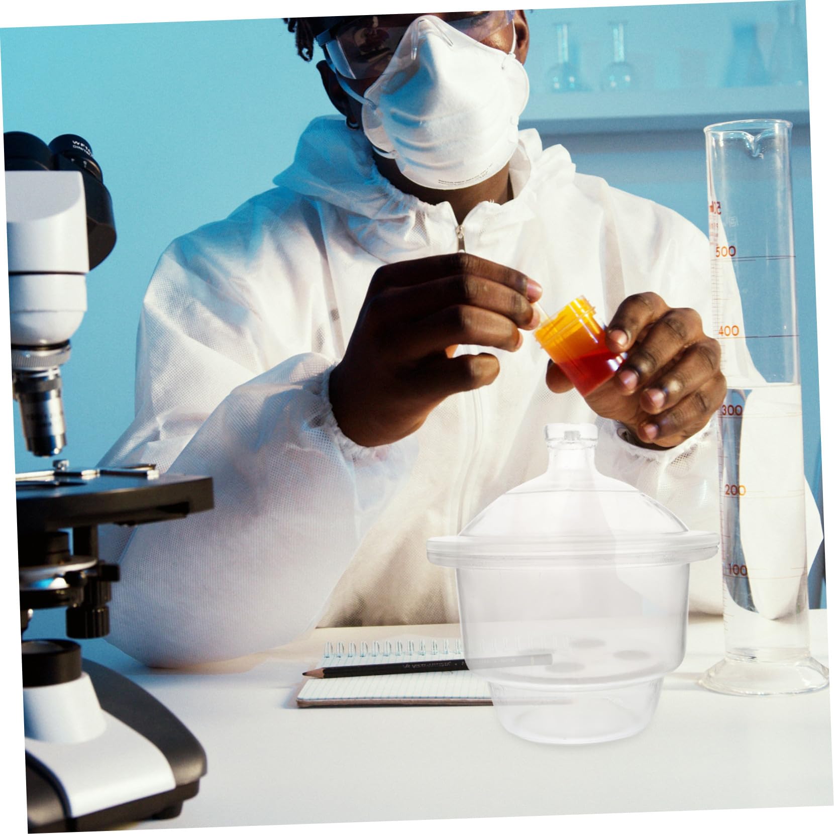 Desecador de Vidrio al Vacío 1 Pieza para Laboratorio Científico | Alta Transparencia, Estructura Simple y Diseño de Orificios Razonable, Fácil de Transportar, Apto para Presentaciones