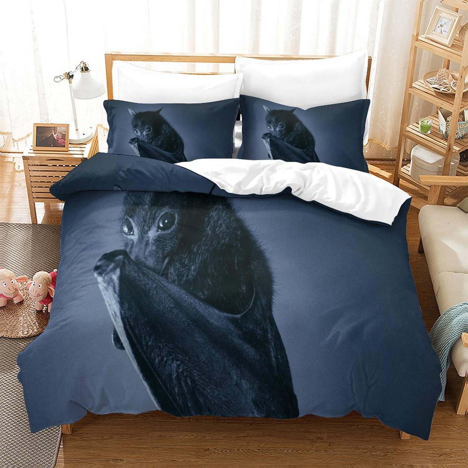 P1S9U7W5Y Artistic Cat 3D Printed Duvet Cover Set 3pcs Microfiber Cat Bedding Set King